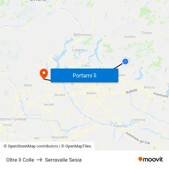 Oltre Il Colle to Serravalle Sesia map
