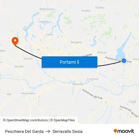 Peschiera Del Garda to Serravalle Sesia map