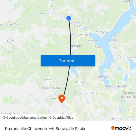 Premosello-Chiovenda to Serravalle Sesia map