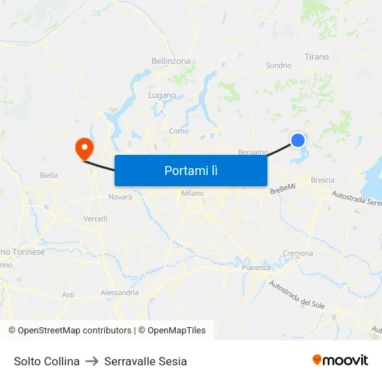 Solto Collina to Serravalle Sesia map