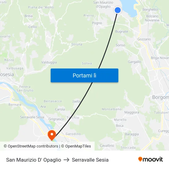 San Maurizio D' Opaglio to Serravalle Sesia map