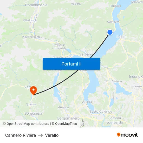 Cannero Riviera to Varallo map