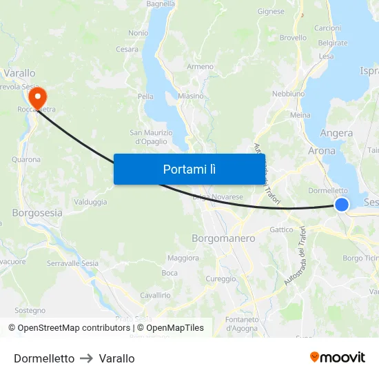 Dormelletto to Varallo map