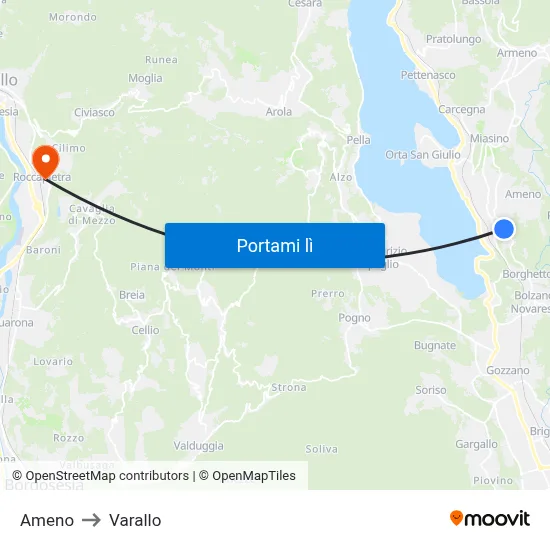 Ameno to Varallo map