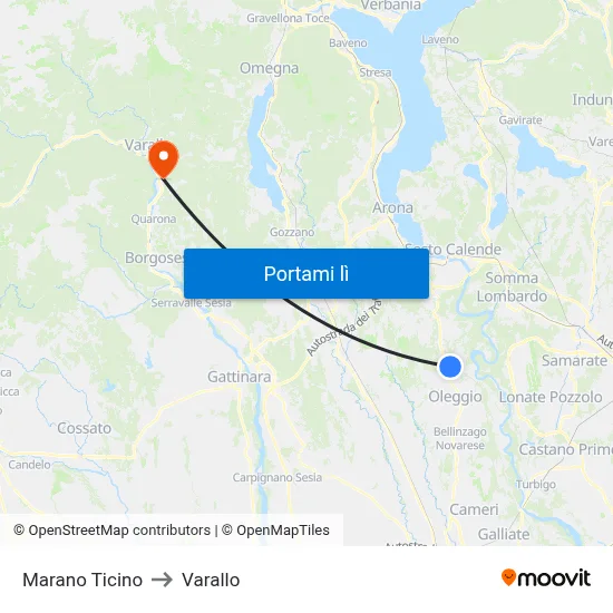 Marano Ticino to Varallo map