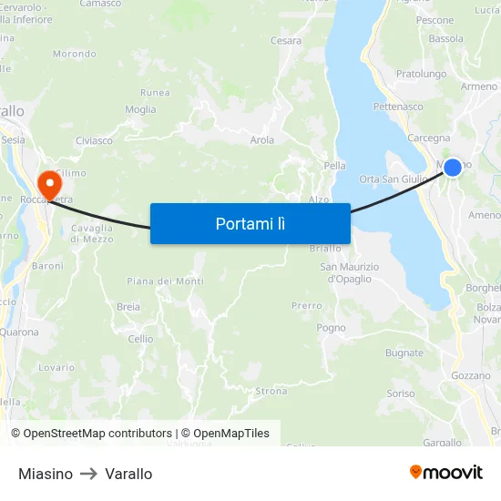 Miasino to Varallo map
