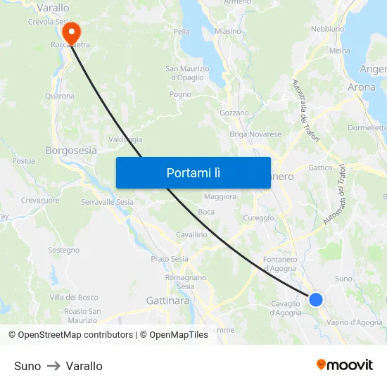 Suno to Varallo map