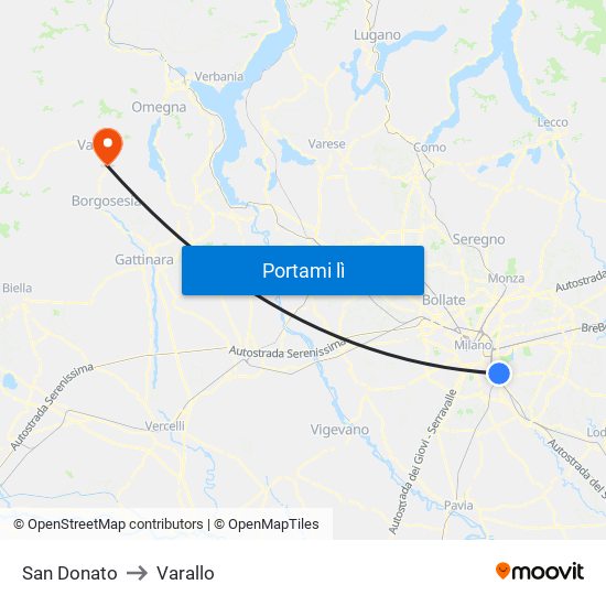 San Donato to Varallo map