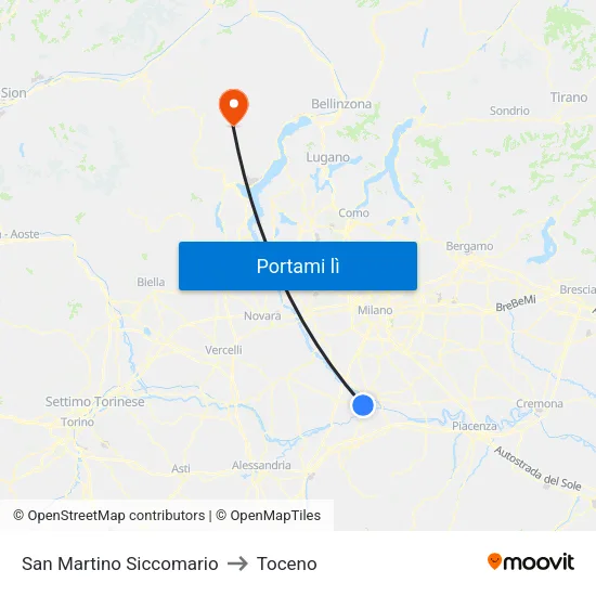San Martino Siccomario to Toceno map