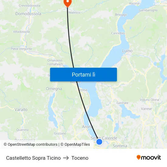 Castelletto Sopra Ticino to Toceno map
