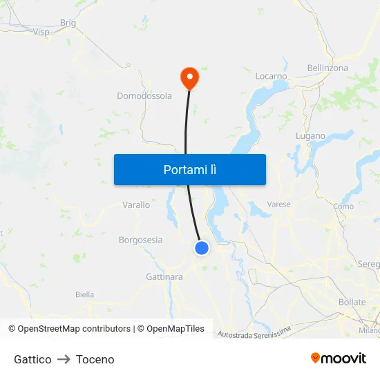 Gattico to Toceno map