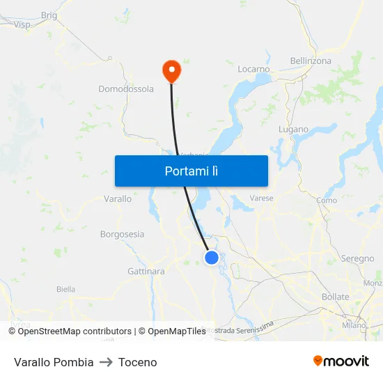 Varallo Pombia to Toceno map