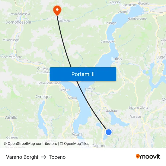Varano Borghi to Toceno map