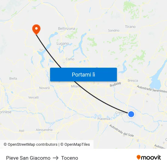 Pieve San Giacomo to Toceno map