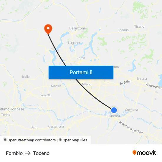 Fombio to Toceno map
