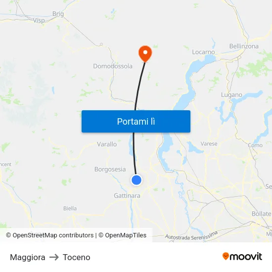 Maggiora to Toceno map