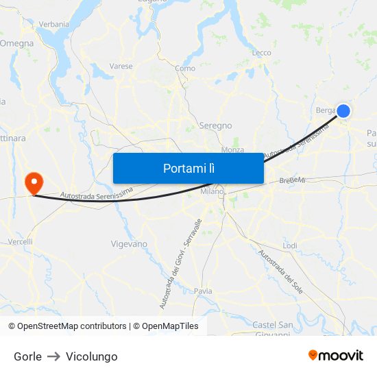 Gorle to Vicolungo map