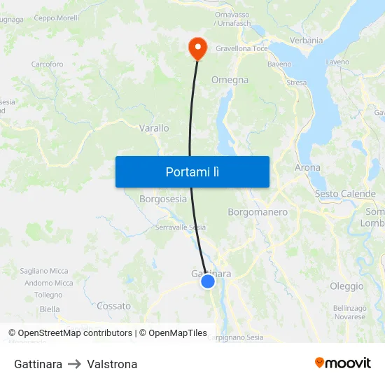 Gattinara to Valstrona map