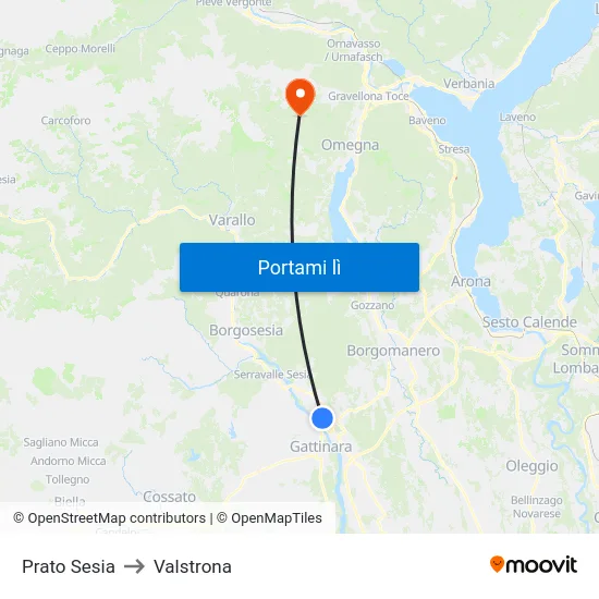 Prato Sesia to Valstrona map