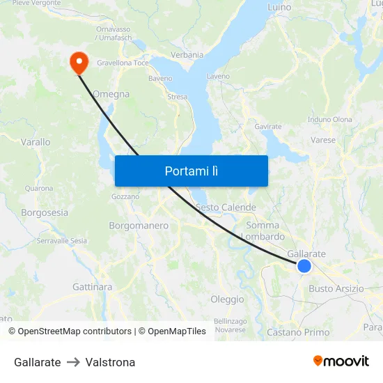 Gallarate to Valstrona map