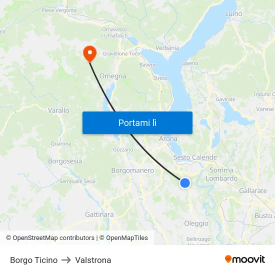 Borgo Ticino to Valstrona map