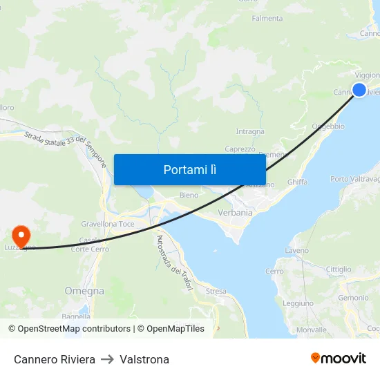 Cannero Riviera to Valstrona map