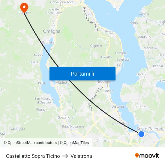 Castelletto Sopra Ticino to Valstrona map