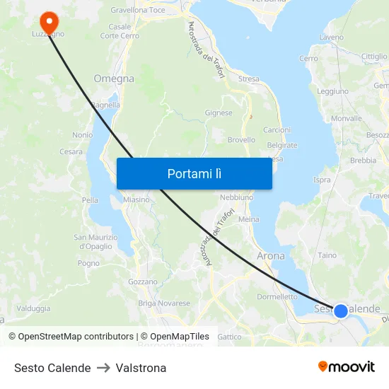 Sesto Calende to Valstrona map