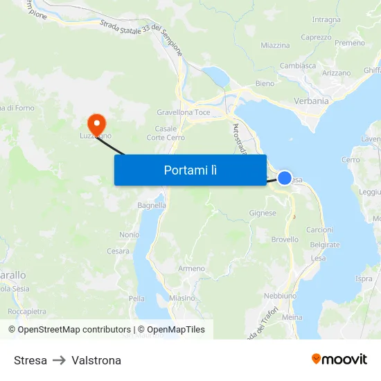 Stresa to Valstrona map