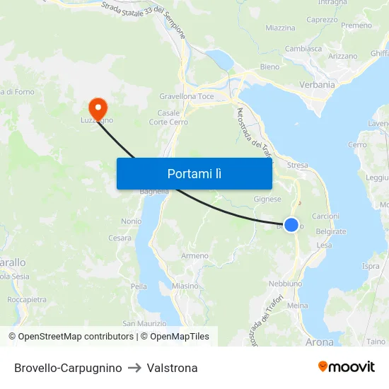Brovello-Carpugnino to Valstrona map