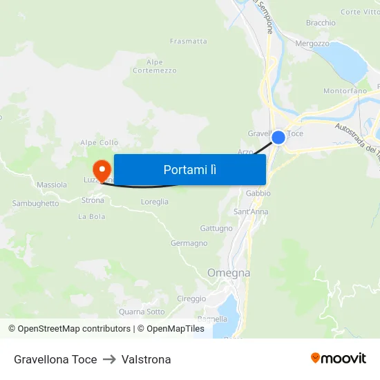 Gravellona Toce to Valstrona map
