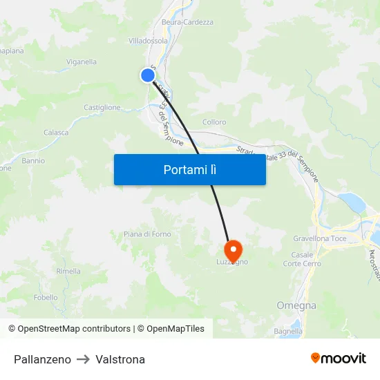 Pallanzeno to Valstrona map