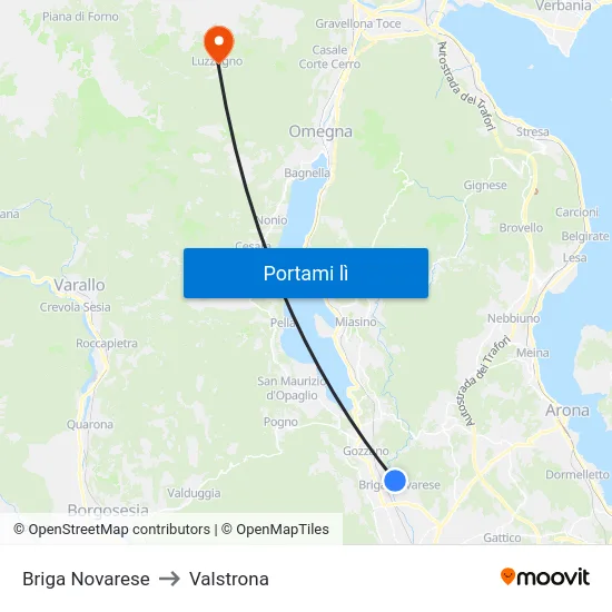 Briga Novarese to Valstrona map
