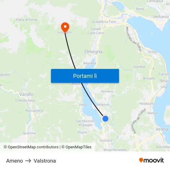 Ameno to Valstrona map