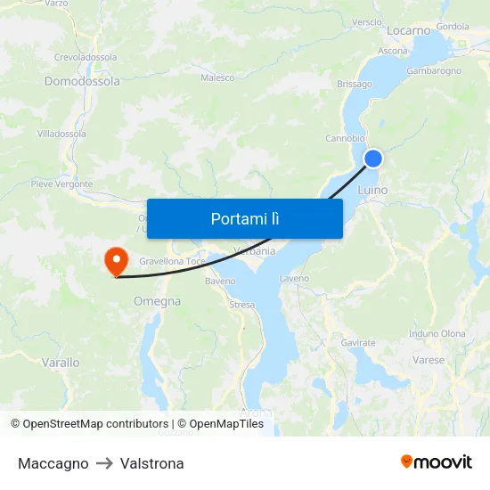 Maccagno to Valstrona map