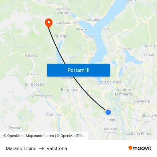 Marano Ticino to Valstrona map