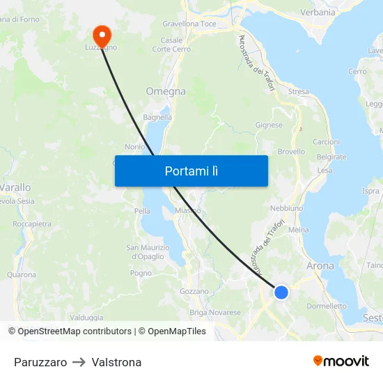 Paruzzaro to Valstrona map