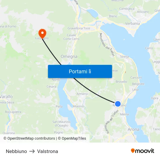 Nebbiuno to Valstrona map