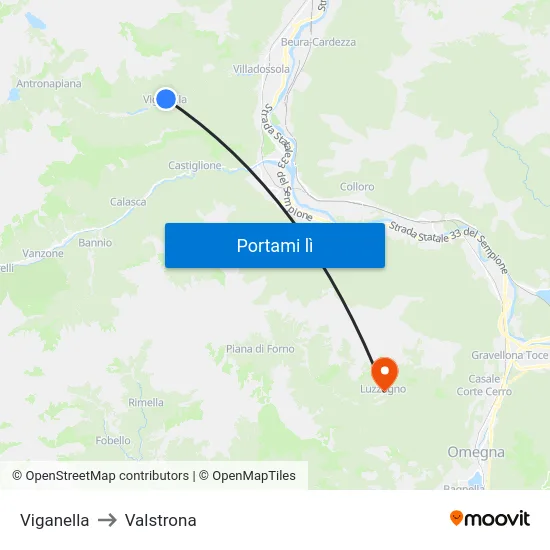 Viganella to Valstrona map