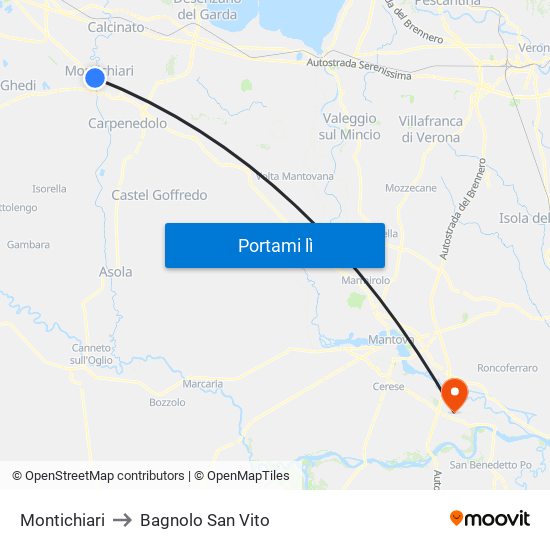 Montichiari to Bagnolo San Vito map