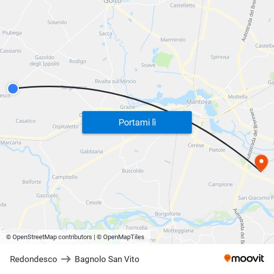 Redondesco to Bagnolo San Vito map