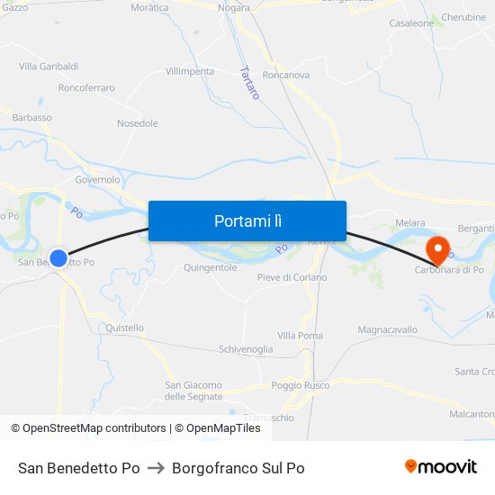San Benedetto Po to Borgofranco Sul Po map