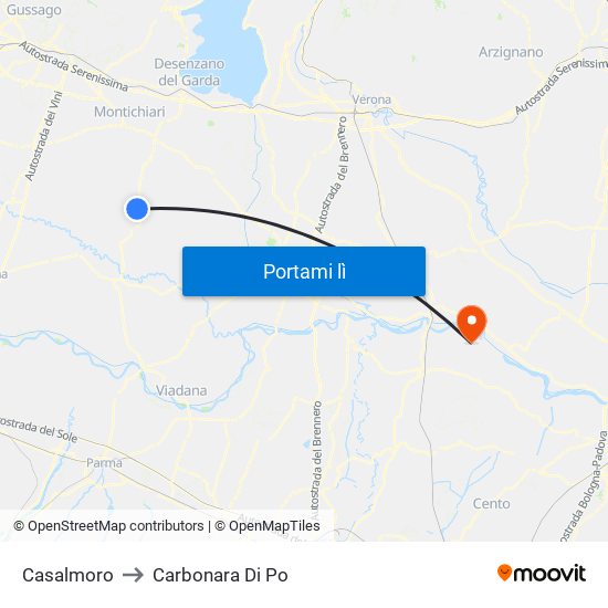 Casalmoro to Carbonara Di Po map
