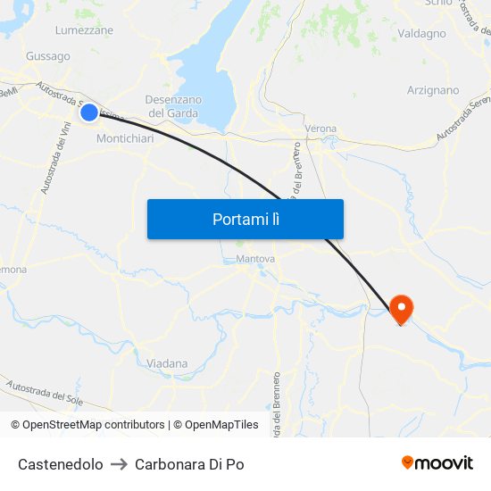 Castenedolo to Carbonara Di Po map