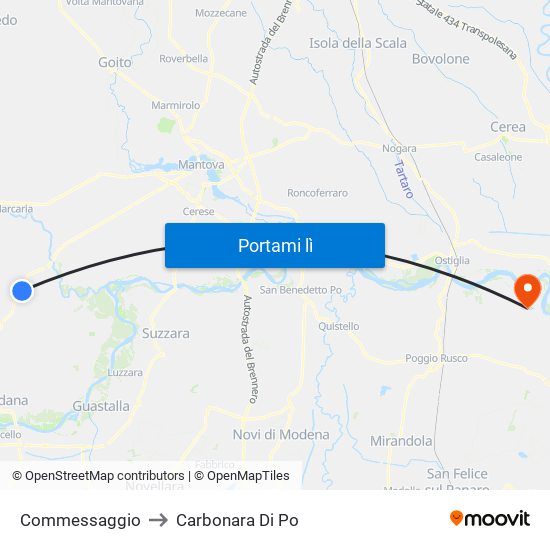 Commessaggio to Carbonara Di Po map