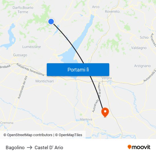 Bagolino to Castel D' Ario map