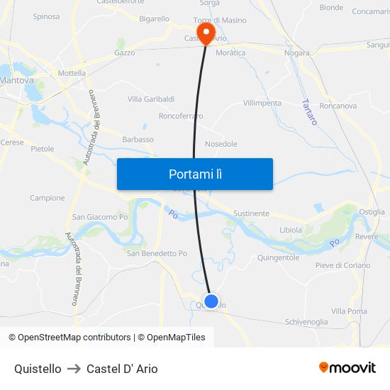 Quistello to Castel D' Ario map