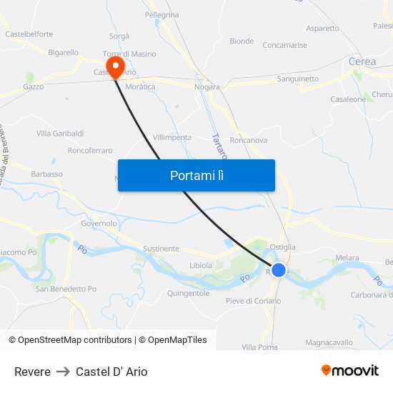 Revere to Castel D' Ario map