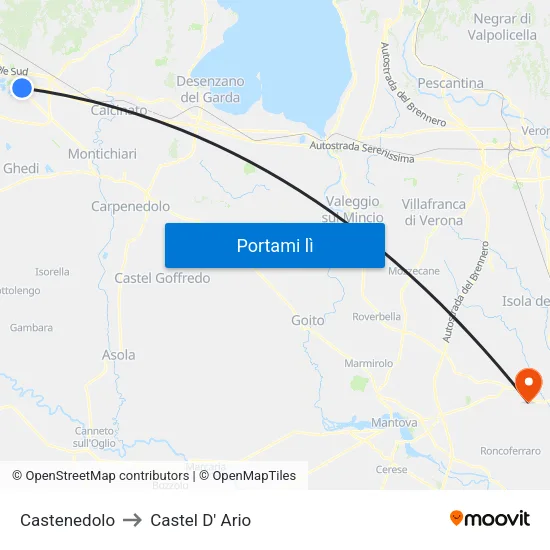 Castenedolo to Castel D' Ario map