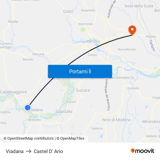 Viadana to Castel D' Ario map